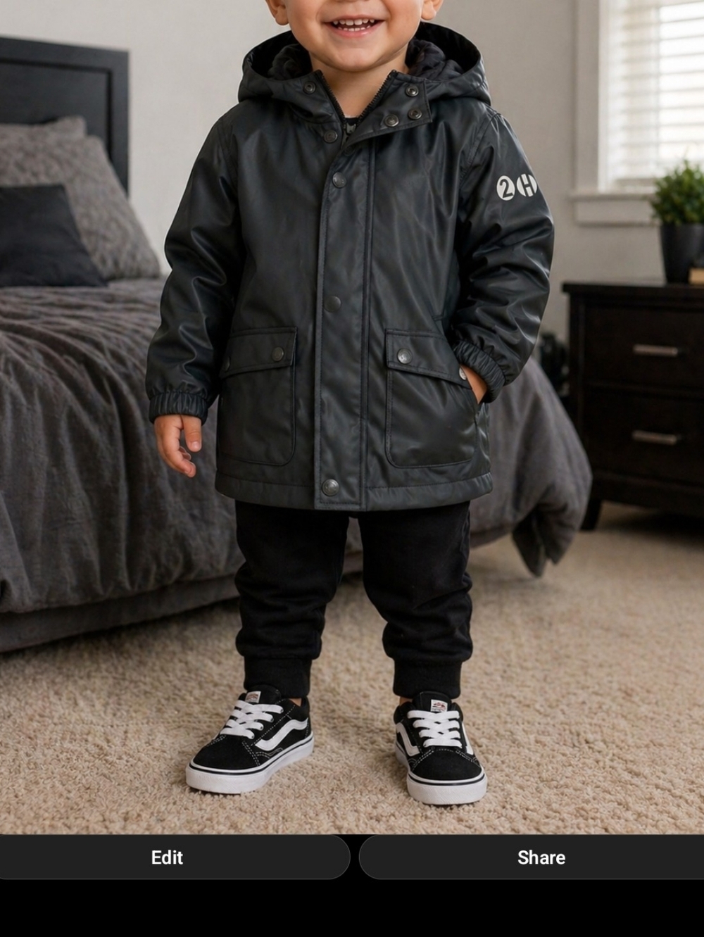 Boys Navy Hooded Raincoat with Front Pockets